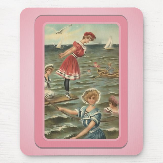 Vintage-Sonnenanbeter-Strand-Mauspad Mousepad (Vorne)