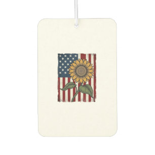 Vintage-Sonnenblume-amerikanische-Flagge Autolufterfrischer