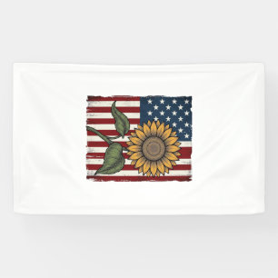 Vintage-Sonnenblume-amerikanische Flagge Banner
