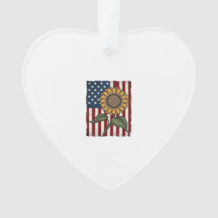 Vintage-Sonnenblume-amerikanische Flagge Ornament