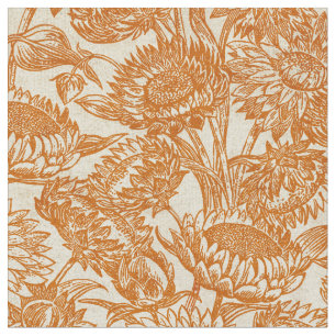 Vintage Sonnenblume Antikes Städtchen Burnt Orang Stoff
