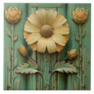 Vintage Sonnenblume Art Deco Fliese