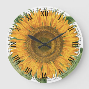 Vintage Sonnenblume Blume von Basilius Besler Große Wanduhr