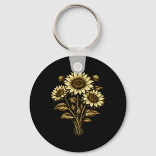 Vintage-Sonnenblume Botanisch Floral Natur Schlüsselanhänger