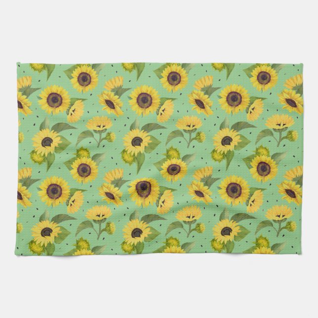 Vintage Sonnenblume Bouquet Muster Geschirrtuch (Horizontal)