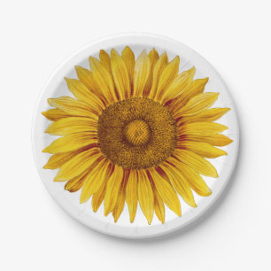 Vintage-Sonnenblume, glückliche Blume Pappteller