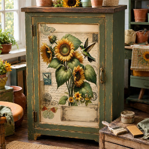 Vintage Sonnenblume & Hummingbird Decoupage Epheme Seidenpapier