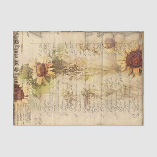 Vintage Sonnenblume III Seidenpapier (Vorderseite)