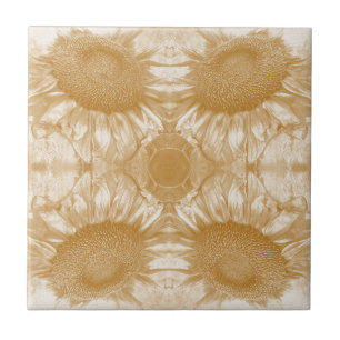 Vintage Sonnenblume Jugendstil-Gold-Symmetrie Fliese