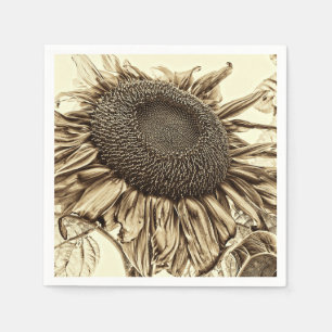 Vintage-Sonnenblume Sepia-Ton Alter Stil Decoupage Serviette