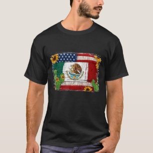 Vintage Sonnenblumen Amerikanische Flagge Mexikani T-Shirt