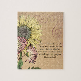 Vintage-Sonnenblumen-Bibelvers Puzzle