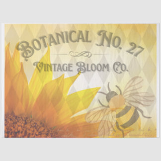 Vintage-Sonnenblumen- & Bienen-Botanik-Seidenpapie Seidenpapier