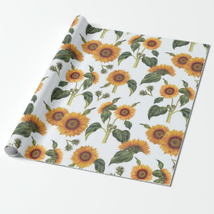 Vintage Sonnenblumen Botanicals Geschenkpapier
