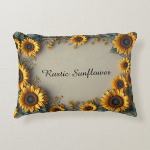 Vintage-Sonnenblumen-Botanische-Illustration Dekokissen