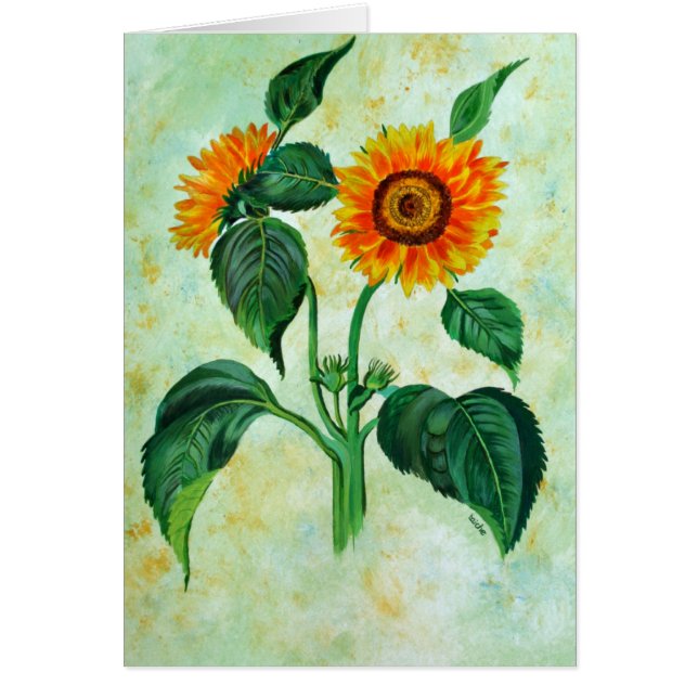 Vintage Sonnenblumen Botanische Kunst (Vorne)