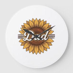 Vintage-Sonnenblumen-Engraving-Shirt-Design für de Große Wanduhr