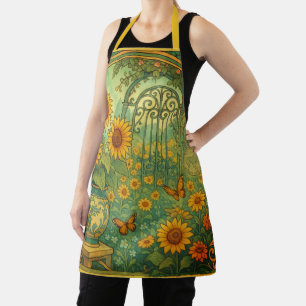 Vintage-Sonnenblumen-Garten-Schmetterlinge Art Nou Schürze