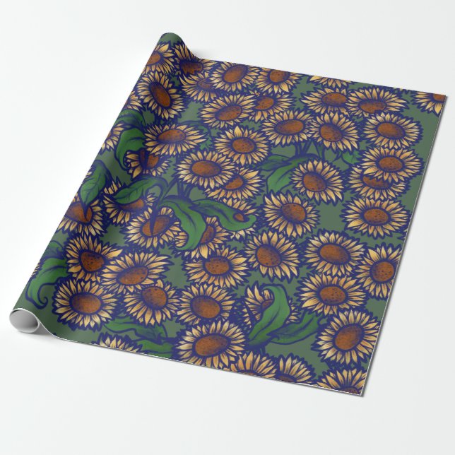 Vintage Sonnenblumen Geschenkpapier (Ungerollt)
