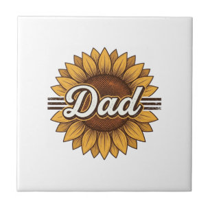 Vintage-Sonnenblumen-Hemd-Design für den Vater_1 Fliese
