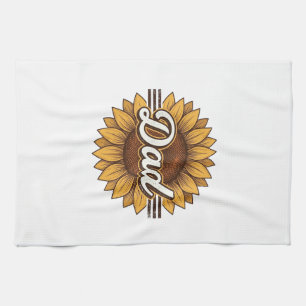 Vintage-Sonnenblumen-Hemd-Design für den Vater_1 Geschirrtuch