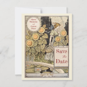 Vintage-Sonnenblumen-Herbst-Save-the-Date Postkarte