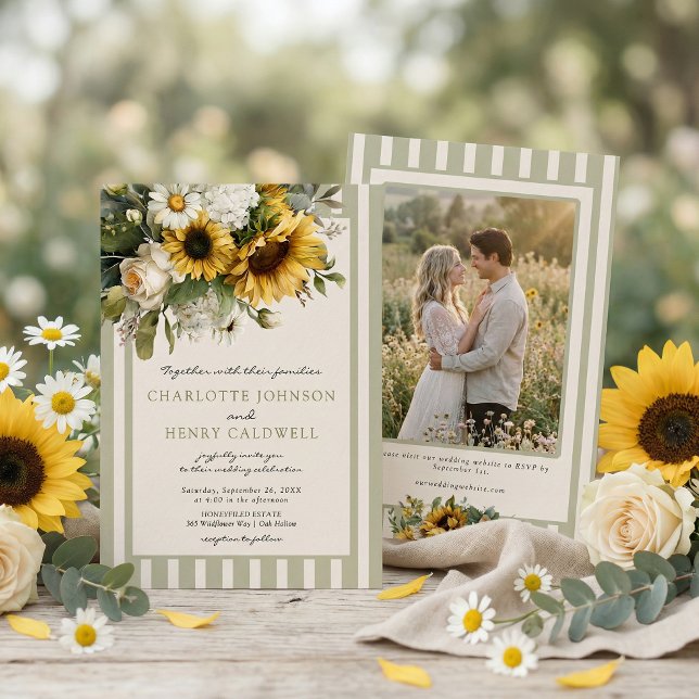 Vintage-Sonnenblumen-Hochzeit Einladung (Von Creator hochgeladen)