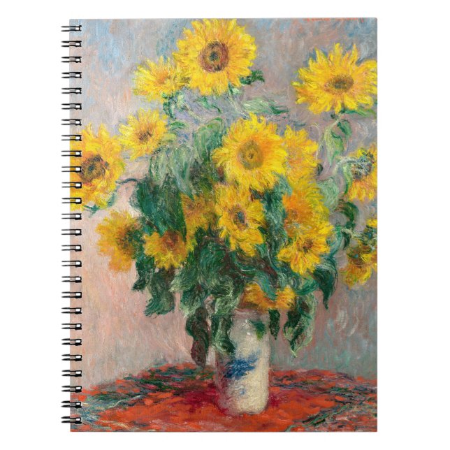Vintage Sonnenblumen Impressionist Art Notebook Notizblock (Vorderseite)