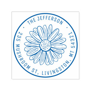 Vintage Sonnenblumen Individuelle Name Runde Rücks Permastempel