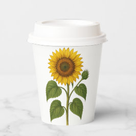 Vintage-Sonnenblumen-Papierbecher mit Deckel Pappbecher
