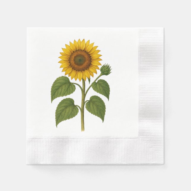 Vintage-Sonnenblumen-Servietten Serviette (Vorderseite)