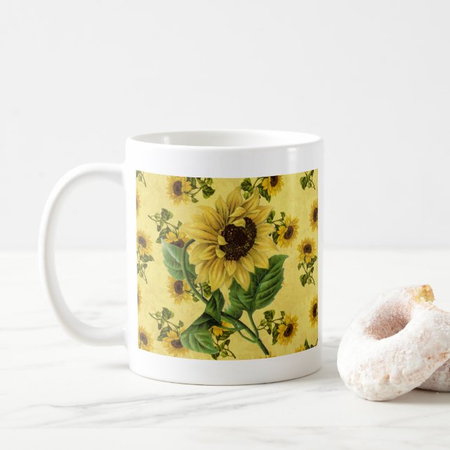 Vintage Sonnenblumen Tasse (Mit Donut)