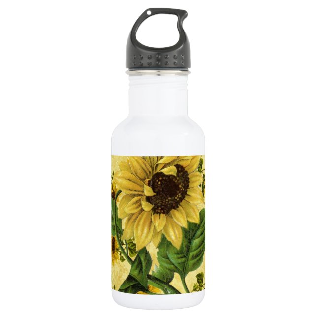 Vintage Sonnenblumen Trinkflasche (Vorderseite)