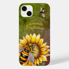 Vintage Sonnenblumen und Bienen Rustikaler Name Case-Mate iPhone 14 Plus Hülle