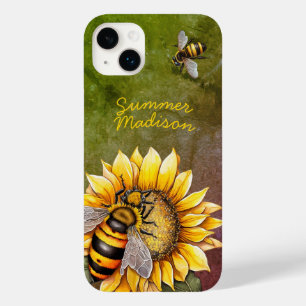 Vintage Sonnenblumen und Bienen Rustikaler Name Case-Mate iPhone 14 Plus Hülle