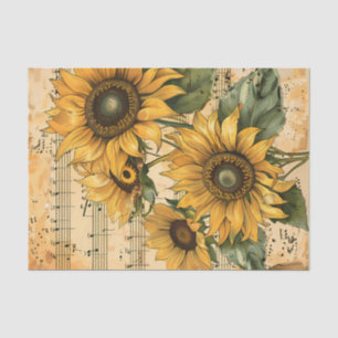 Vintage Sonnenblumen und Blumen Seidenpapier