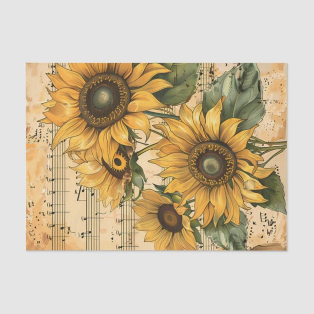 Vintage Sonnenblumen und Blumen Seidenpapier (Vorderseite)