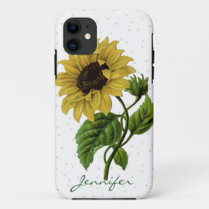 Vintage Sonnenblumen und individuelle Name iPhone 11 Hülle