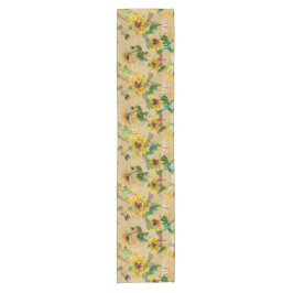 Vintage Sonnenblumen und Libellen Kurzer Tischläufer