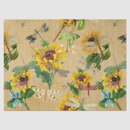 Vintage Sonnenblumen und Libellen Seidenpapier