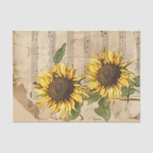 Vintage Sonnenblumen und Notenblätter ephemera Seidenpapier