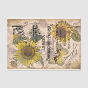 Vintage Sonnenblumen und Schmetterlingsblume Seidenpapier