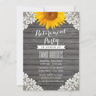 Vintage-Sonnenblumen-verzierte Party zum Ruhestand Einladung
