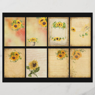 Vintage Sonnenblumenübersicht ATCs
