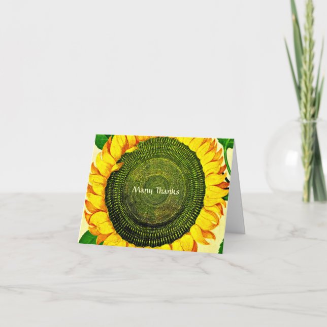 Vintage SonnenblumeVielen Dank Dankeskarte (Vorderseite)