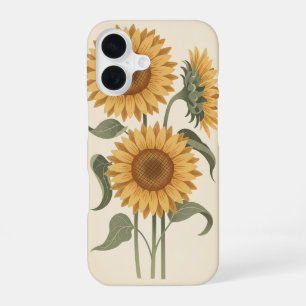 Vintage-Sonnenblütenblüten iPhone 16 Hülle