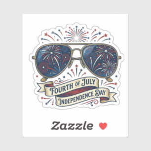 Vintage-Sonnenbrille Patriotische Feuerwerke 4. Ju Aufkleber