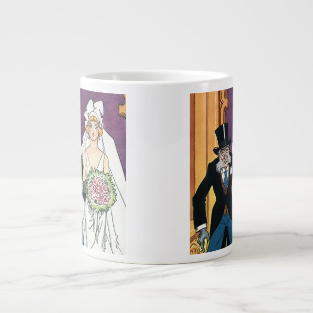 Vintage Sonnenhochzeit, Mai-Dezember-Romance Jumbo-Tasse (Vorderseite)
