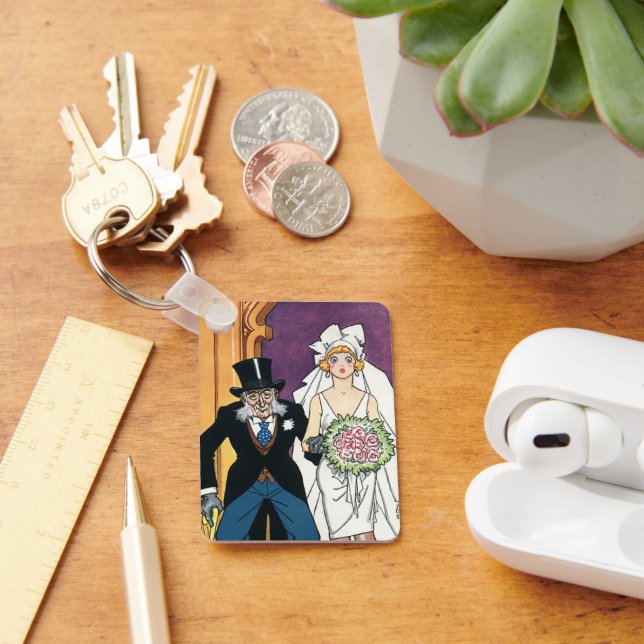 Vintage Sonnenhochzeit, Mai-Dezember-Romance Schlüsselanhänger (Schreibtisch)