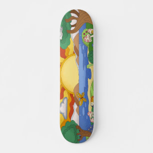 Vintage Sonnenuntergang Blume Pilze und Schmetterl Skateboard